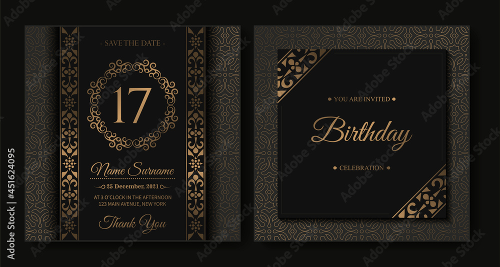Naklejka premium ornament pattern style elegant birthday invitation