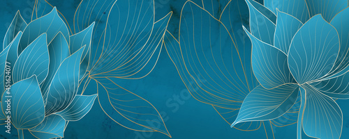 Art background with lotus flowers in turquoise colors for social media banner design and packaging.
