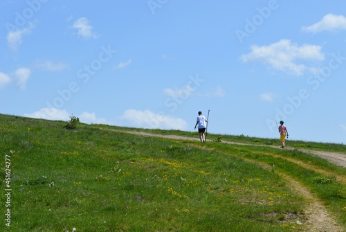 people on a hiking trail in the mountains