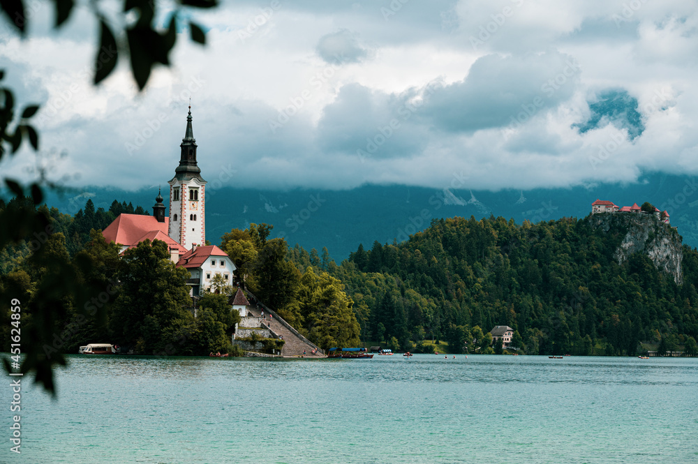 Church on the island of Lake Bled in Slovenia