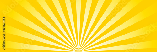 Retro sun rays as abstract background. Vintage  sunburst yellow beams. 2d Vector illustration