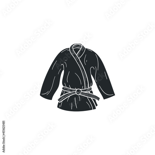 Martial Arts Uniform Icon Silhouette Illustration. Kimono Vector Graphic Pictogram Symbol Clip Art. Doodle Sketch Black Sign.