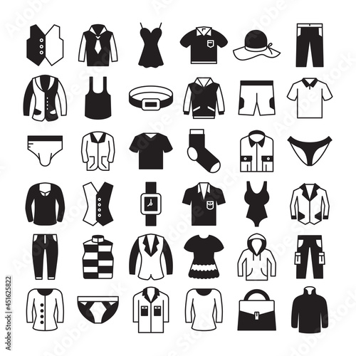 clothes  accessories and fashion wardrobe collection icons vector set