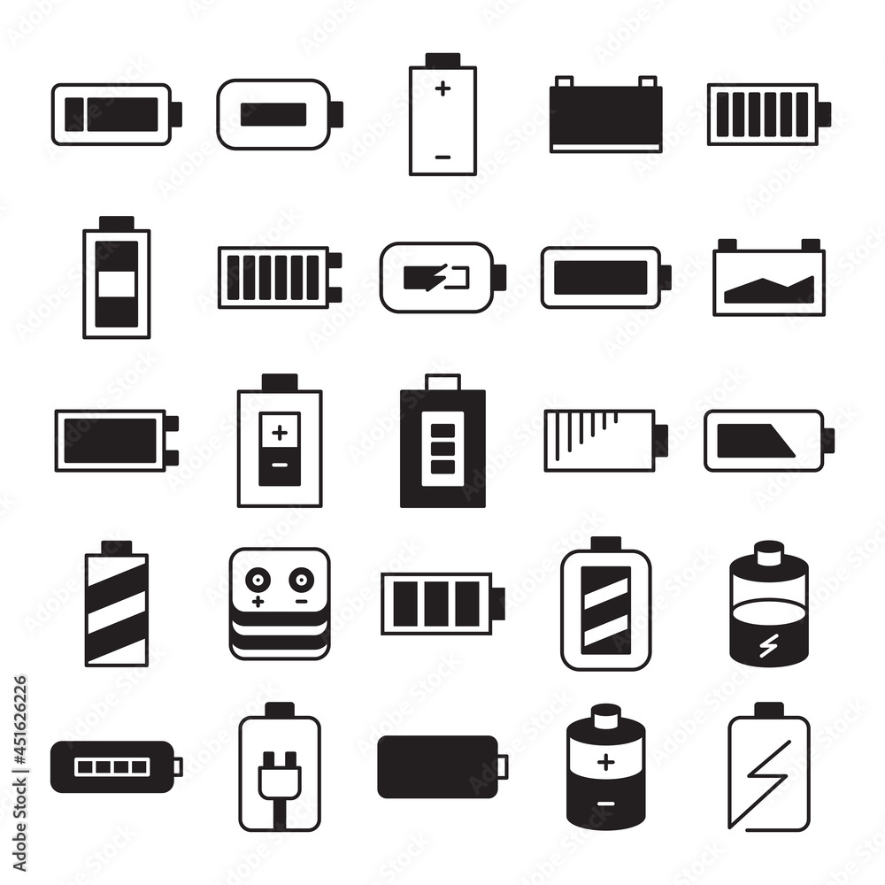 battery charge indicator icons set battery charge indicator icons set