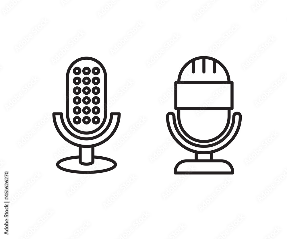 microphone line icons set vector illustration microphone line icons set vector illustration