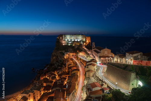 Scilla, sunset time with view on Sicily, amazing landscape