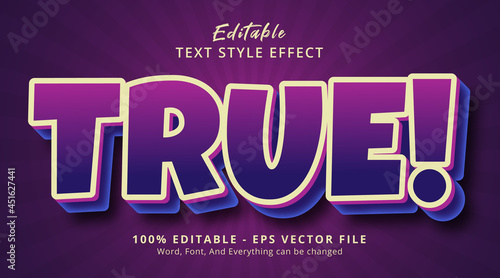 True text on comic poster color style effect, editable text effect