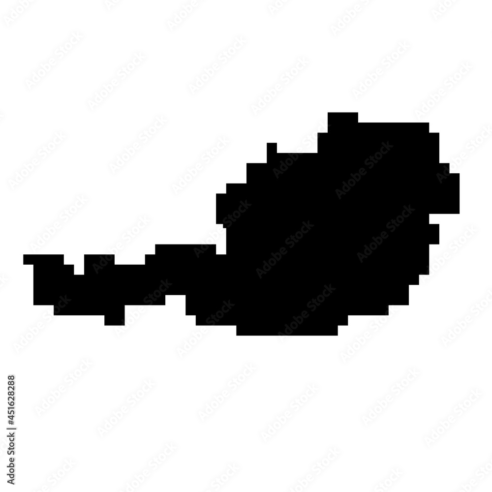 Austria map silhouette from black square pixels. Vector illustration. Austria map silhouette from black square pixels. Vector illustration.