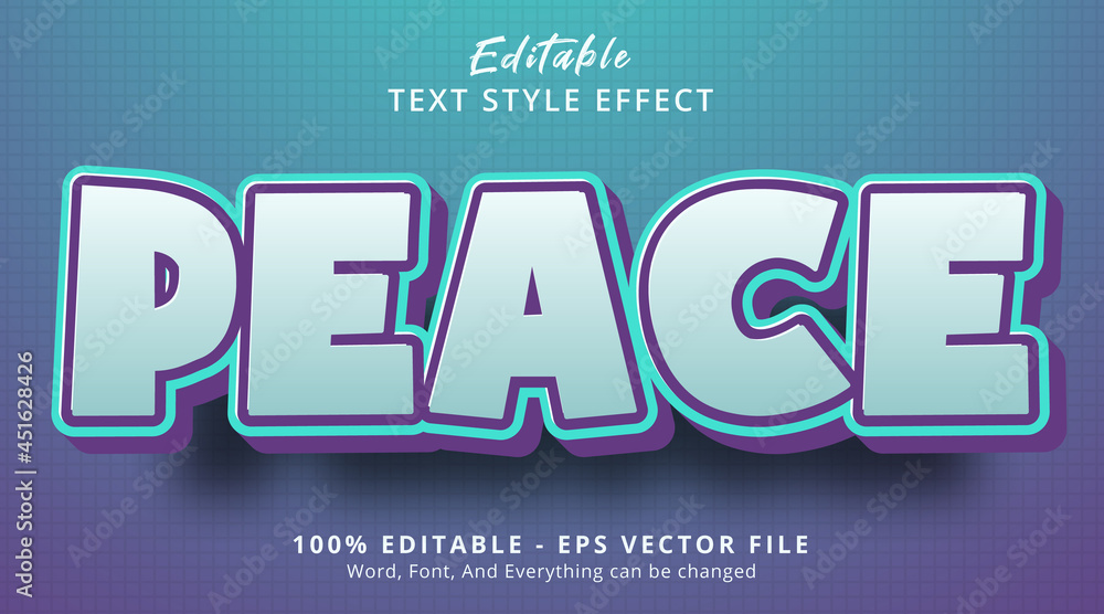 Editable text effect, Peace text on light color style effect template