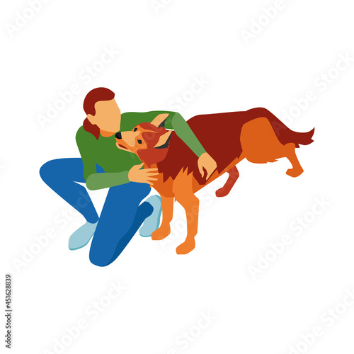 Hug With Dog Composition
