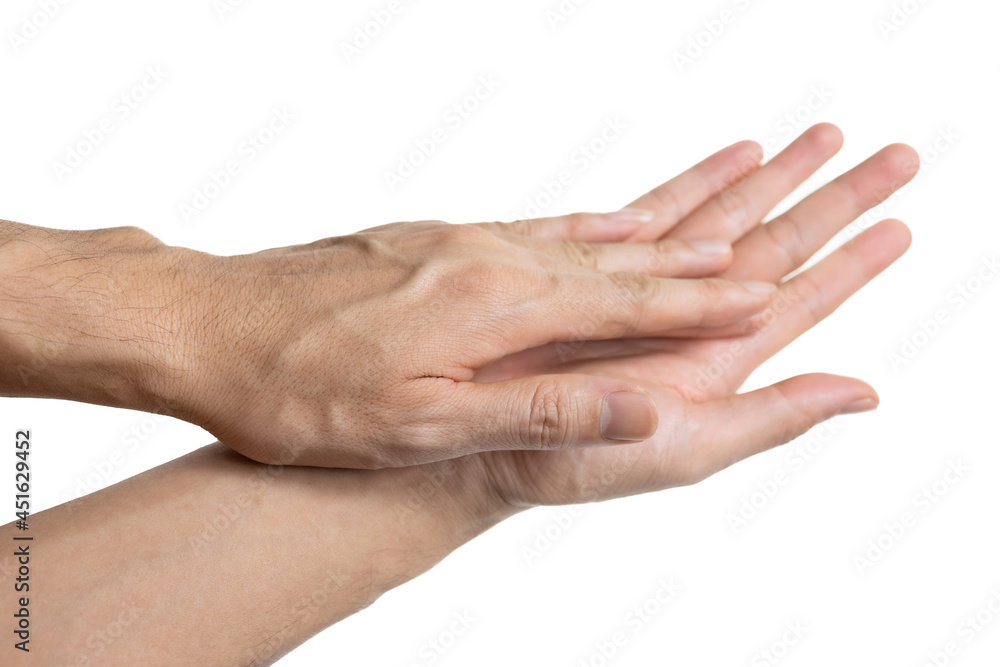 Man hand wash isolated on white background Man hand wash isolated on white background