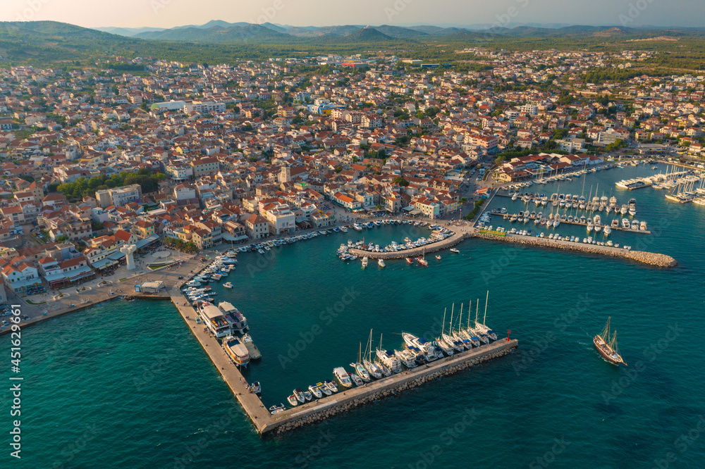 Aerial view of Vodice town in Croatia