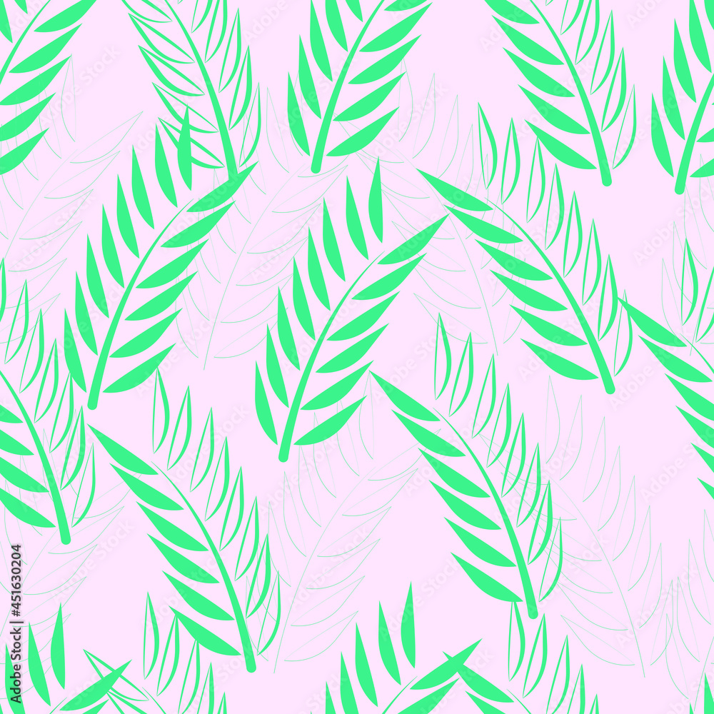 Pink pattern with plant leaves