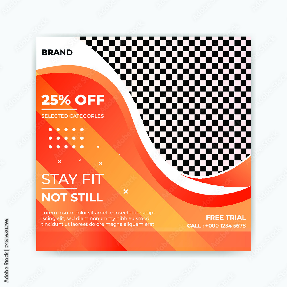 Fototapeta premium Fitness social media post or banner design template
