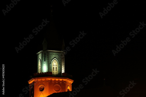 Poland, Lublin, The Trinitarian Tower in Lublin at night.