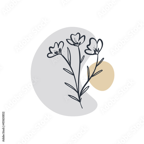 Doodle Flowers Icon. Hand Drawn Illustration. Abstract floral, botanical decor.