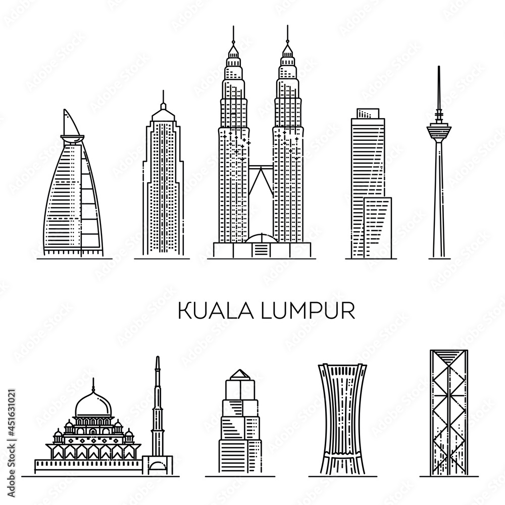 Naklejka premium Kuala Lumpur skyline . Vector illustration