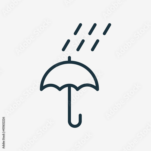 Umbrella Line Icon. Rain Concept Linear Pictogram. Umbrella Protective from Rain Outline Icon. Editable Stroke. Isolated Vector Illustration