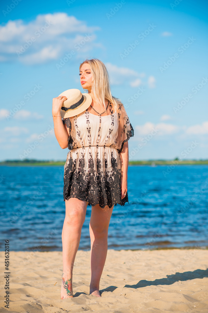 Plus size American sweet woman at nature, enjoy the life, walk at beach. Life of people xl size, happy nice natural beauty woman Plus size American sweet woman at nature, enjoy the life, walk at beach. Life of people xl size, happy nice natural beauty woman