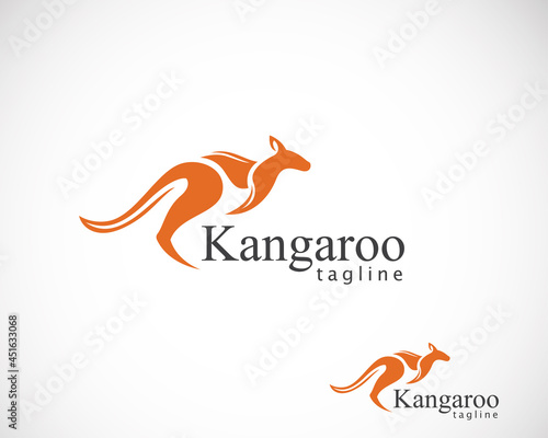 kangaroo logo creative run line minimalist design vector animal emblem brand