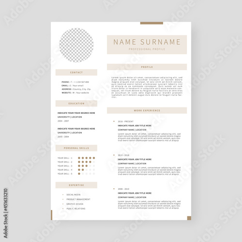 Resume template. Professional resume template design. Template design. Vector illustration.