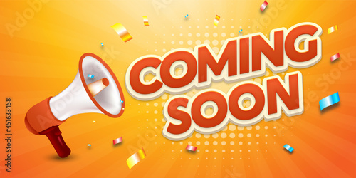 Realistic banner coming soon for online shop template