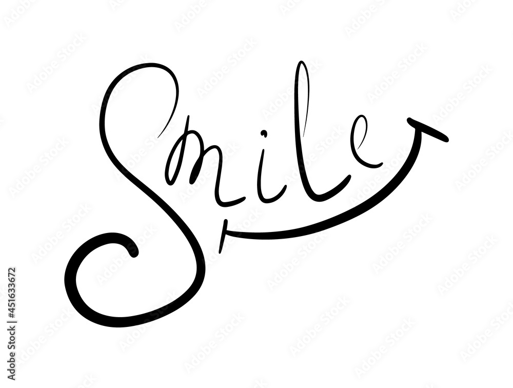 Handwritten word smile isolated on white background. Vector illustration. Handwritten word smile isolated on white background. Vector illustration.