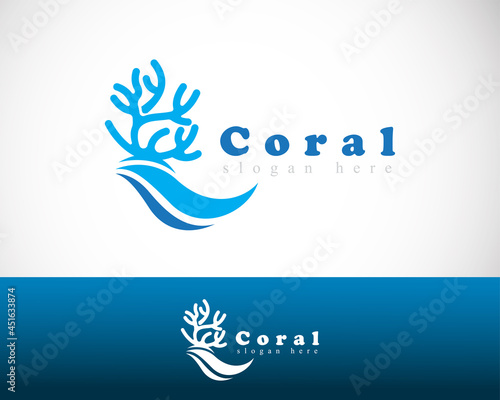 coral logo creative beach emblem brand illustration vector wave