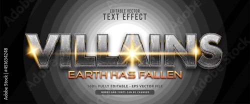 Villain, Heroes shiny silver metallic Text Effect