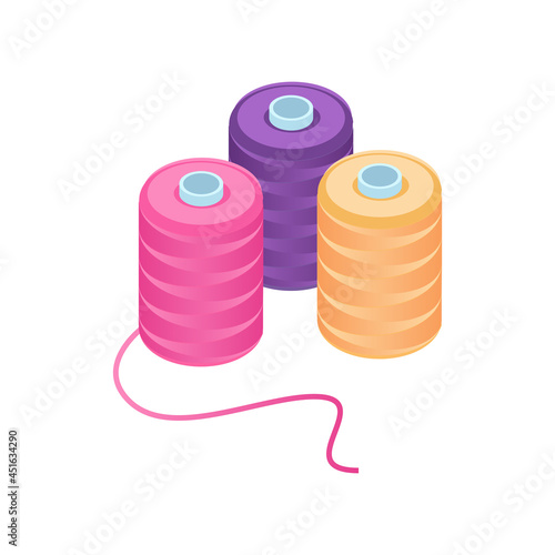 Sewing Spools Isometric Composition