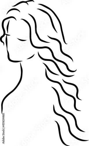  A sketch of a female hairstyle. A freehand vector illustration.