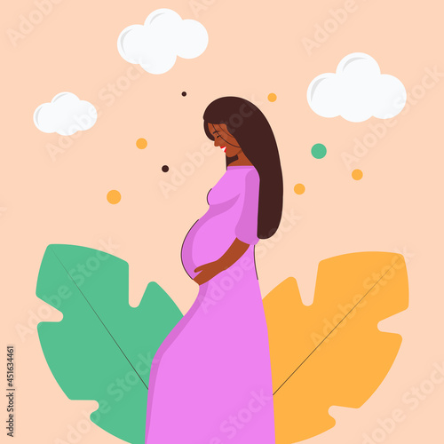 Dark-skinned pregnant girl