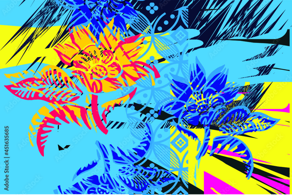 Fototapeta premium Abstract face painting, wall art, vector design illustration. creative graphic design shapes with textured geometric shapes. minimalistic abstract geometric face. EPS 10