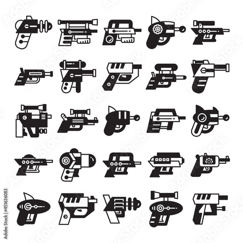 blaster, laser gun, futuristic gun icons vector set glyph design