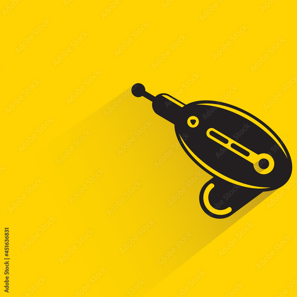 space blaster gun or fantastic raygun icon on yellow background space blaster gun or fantastic raygun icon on yellow background