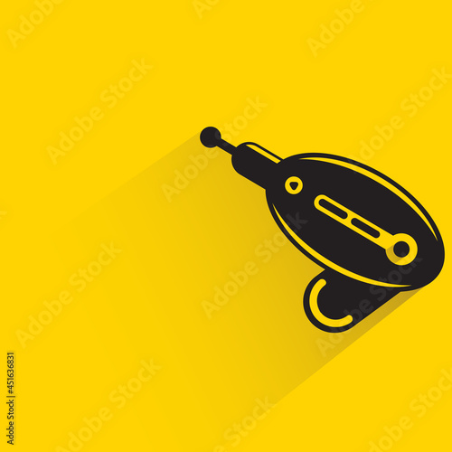 space blaster gun or fantastic raygun icon on yellow background