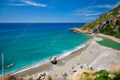 View of Preveli beach on Crete island in Greece