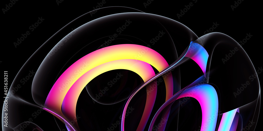 3d render of abstract art part of surreal 3d ball or sphere in curve ...