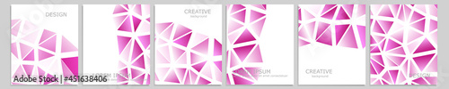 Set of vector cover notebook design. Abstract pink minimal triangles halftone template design for notebook paper, copybook brochures, book, magazine. Planner and diary cover for print