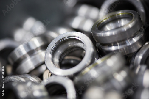 Collection of Circular machine parts made of steel 