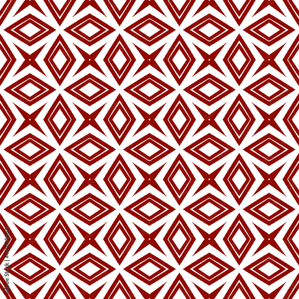 Ikat repeating swimwear design. Maroon