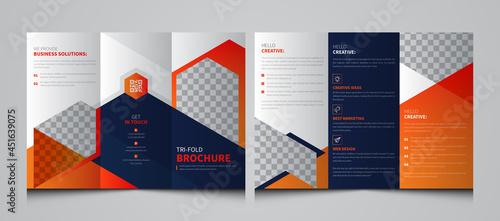 Corporate Tri Fold Brochure vector illustration. Vector triple folding brochure for business and advertising. Layout with modern elements and abstract background. Creative three folded Brochure