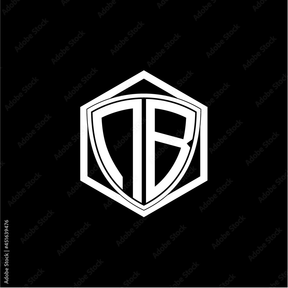 initial letter N B shield with hexagon frame initial letter N B shield with hexagon frame