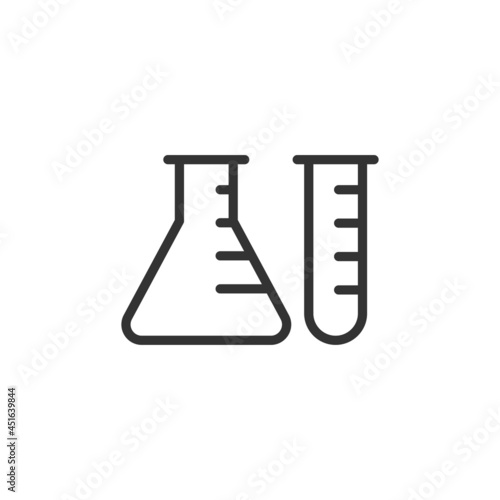 Chemistry flasks icon isolated on white background. Science symbol modern, simple, vector, icon for website design, mobile app, ui. Vector Illustration