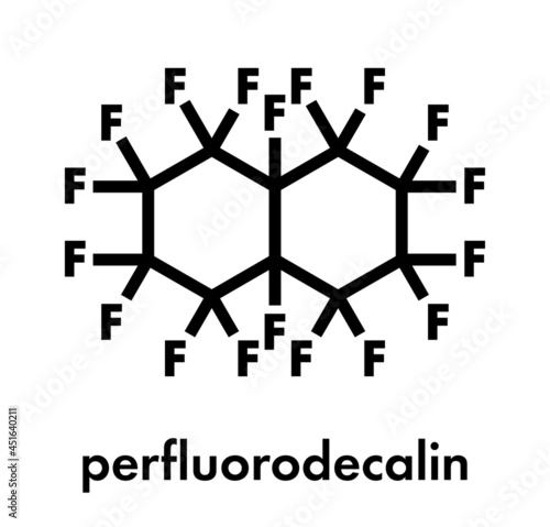Perfluorodecalin fluorocarbon molecule. Used as component of artificial blood and for liquid breathing.  Skeletal formula.