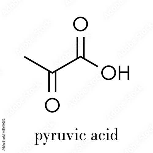 Pyruvic acid (pyruvate) molecule. Important intermediate in a number of biochemical processes. Skeletal formula.