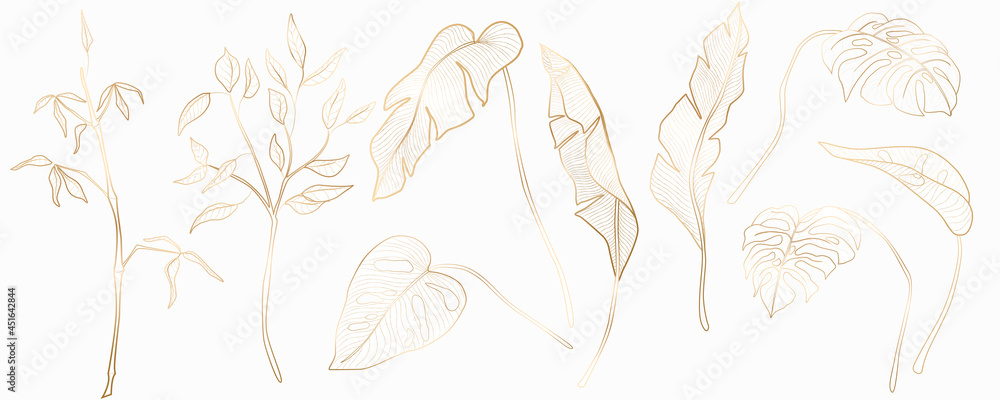 Set of tropical plants for textile decor, web banners, social networks Set of tropical plants for textile decor, web banners, social networks