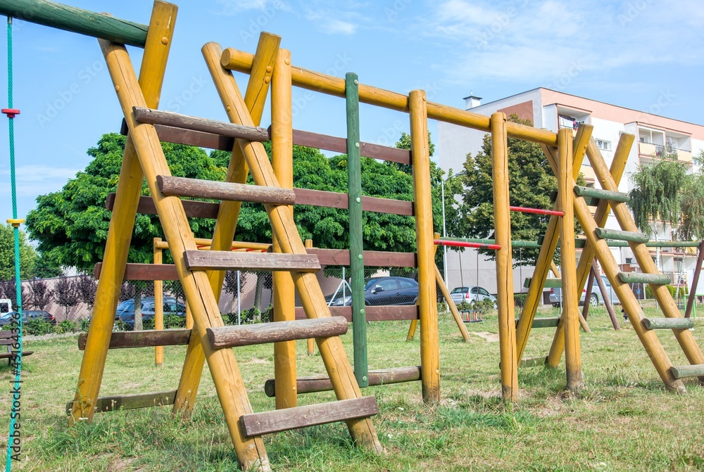 Colorful playground in Europe. Fresh Air Entertainment Colorful playground in Europe. Fresh Air Entertainment