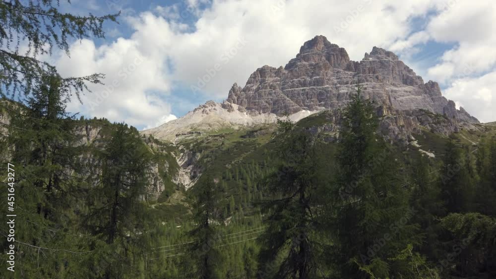 Dolomites near Tre Cime die Lavaredo with forest, 4k video footage Dolomites near Tre Cime die Lavaredo with forest, 4k video footage