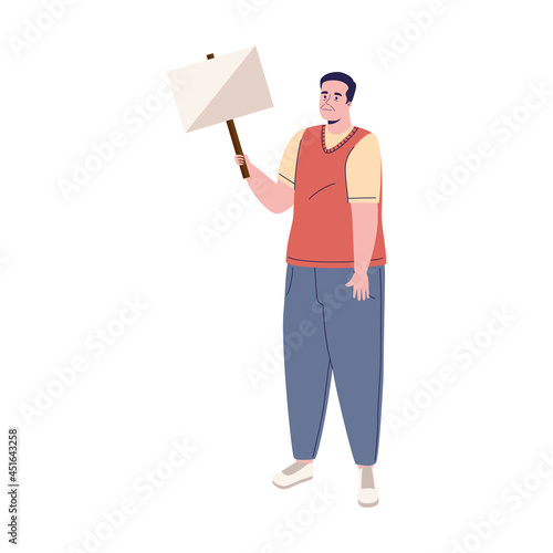 male activist with placard